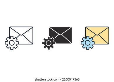 Elementos vectores de símbolos de configuración de correo electrónico para web infográfica