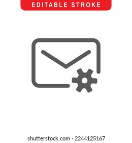 Email Setting Outline Icon. Mail, Envelope Line Art Logo. Vector Illustration. Isolated on White Background. Editable Stroke