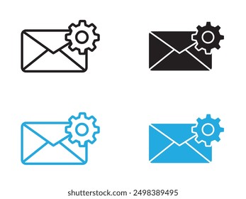 Icono de Configuraciones de correo electrónico signo de contorno de Vector en blanco y negro