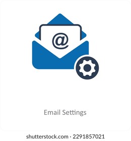 Email Settings and settings icon concept