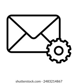 Email Configuraciones icono marca de logotipo lineal en blanco y negro