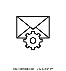Email settings icon outline collection in black and on white background