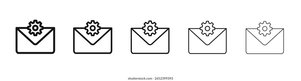 Ícone de configurações de email vetor estrutura de tópicos definir sinal de ilustração