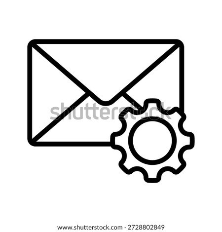 email settings and message configuration, linear icon. Mail service support, technical newsletter, and contact management