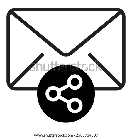 Email Sharing and Communication Icon. Online Message Forwarding, Digital Correspondence, and Business Emails. Vector Editable Stroke and Colors.