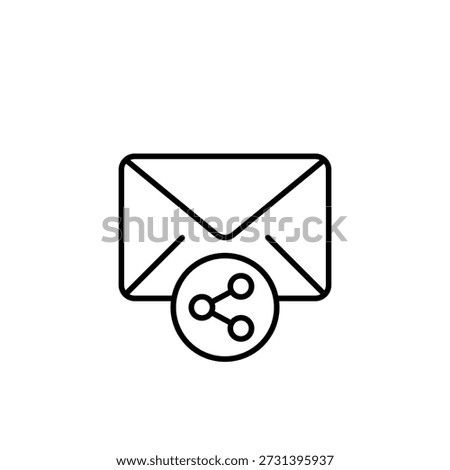 Email Sharing Outline Icon On White Background For Digital Communication Concept
