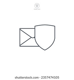 Email with Shield icon symbol vector illustration isolated on white background