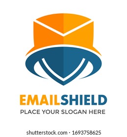 Email shield vector logo template. This design use blue and orange color. Suitable for business purpose.