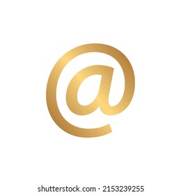 Icono de signo de correo electrónico con gradiente de oro