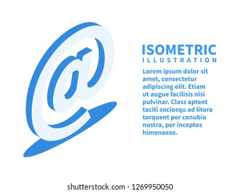 E-mail sign icon. Isometric template for web design in flat 3D style. Vector illustration.