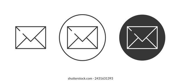 Email sign icon set. Envelope sign outline. Editable stroke. Vector symbol in trendy minimalist flat style, isolated white background. For design, electronic mail, message