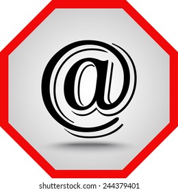 Email sign icon; vector illustration. Flat design style