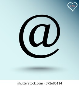 Email sign icon; vector illustration. Flat design style