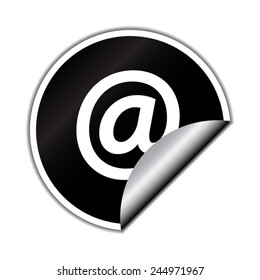Email sign icon (Vector) with round sticker