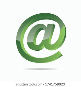 Firma de correo electrónico o icono de correo en diseño 3D y color verde. Ilustración vectorial. Archivo vectorial Eps 10.