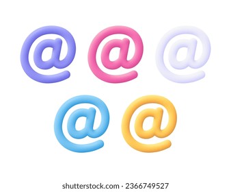 Email sign. Online communication, messaging and mailing concept. 3d vector icon. Cartoon minimal style.