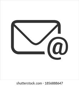 Email with at sign symbol vector icon on white background