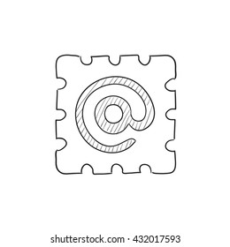 Email sign vector sketch icon isolated on background. Hand drawn Email sign icon. Email sign sketch icon for infographic, website or app.
