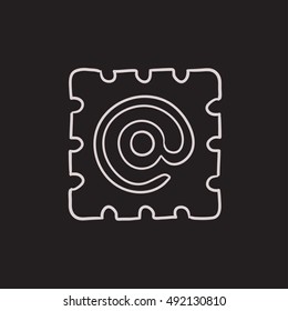 Email sign vector sketch icon isolated on background. Hand drawn Email sign icon. Email sign sketch icon for infographic, website or app.