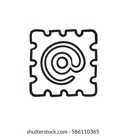 Icono de esbozo vectorial de signo de correo electrónico aislado en el fondo. Icono de la señal de correo electrónico dibujado a mano. Icono de boceto de señas por correo electrónico para infografía, sitio web o aplicación.
