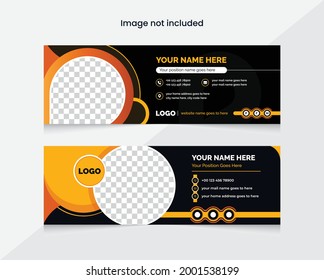 Email signature banner template or email footer and personal social media cover design. colorful and creative theme. unique layout