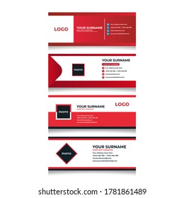 Email signature Design. E mailers author visit cards user interface, business address, telephone, profile person design template vector.