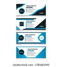 Email signature Design. E mailers author visit cards user interface, business address, telephone, profile person design template vector.