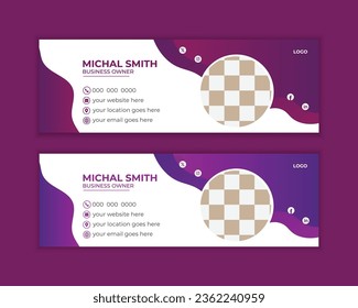Email Signature Design With Two Color Variation, Vector email signature footer design template 