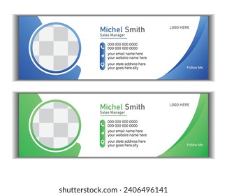 Email signature design,template or email footer and social cover premium vector