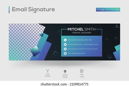 Email signature or email footer and personal social media cover design template Premium Vector