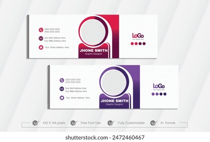 Email signature or email footer and personal social media Facebook cover design template	
