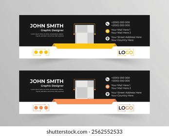 Email signature or email footer and personal social media cover design template. Abstract Creative clean elegant Corporate Email signature