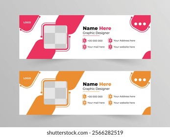 Email signature or email footer and personal social media cover design template. Abstract Creative clean elegant Corporate Email signature