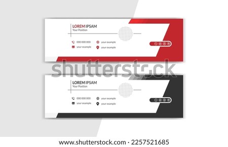 Email signature or email footer and personal social media cover design template. Business email signature with an author photo place