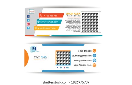 email signature. Individual text web mailing interface individualize signature forms vector template Modern and Professional Corporate Email Signature Templates Design Clean Vector Illustration Layout