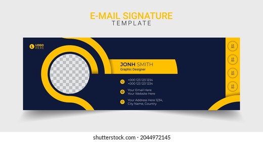 Email signature modern template design layout. Emailers personal business minimalist personal web social media cover.