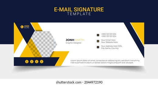 Email signature modern template design layout. Emailers personal business minimalist personal web social media cover.