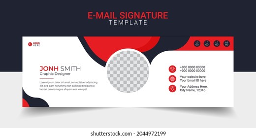 Email signature modern template design layout. Emailers personal business minimalist personal web social media cover.