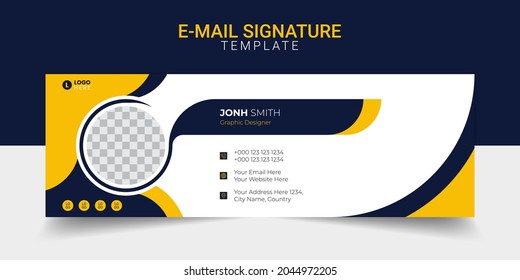 Email signature modern template design layout. Emailers personal business minimalist personal web social media cover.