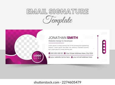 Email signature modern template design layout. Emailers personal business minimalist personal web social media cover.