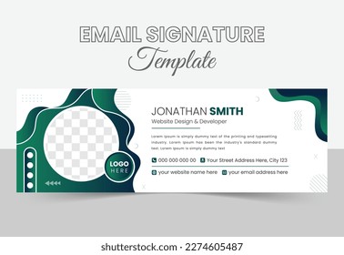 Email signature modern template design layout. Emailers personal business minimalist personal web social media cover.