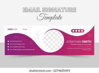 Email signature modern template design layout. Emailers personal business minimalist personal web social media cover.