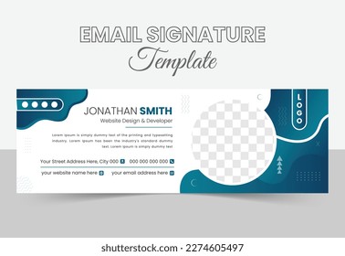 Email signature modern template design layout. Emailers personal business minimalist personal web social media cover.