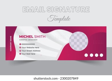 Email signature modern template design layout. Emailers personal business minimalist personal