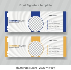 Email signature modern template design layout.Corporate email signature for business vector design template.Professional geometric business and corporate email signature with an author photo place.