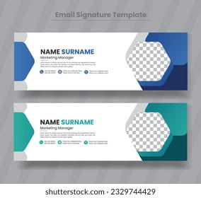 Email signature modern template design layout.Corporate email signature for business vector design template.Professional geometric business and corporate email signature with an author photo place.