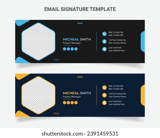 Email Signature Modern Template design. Corporate Email Signature. Personal Business Minimalist and Colorful Vector Eps10
