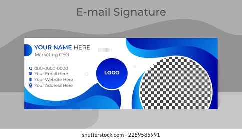 Plantilla de firma de correo electrónico, diseño vectorial de forma 3d, diseño de pie de correo electrónico corporativo, información de contacto de marketing de correo electrónico