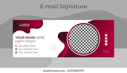 Email Signature Template, 3d shape vector design, corporate email footer design, email marketing contact information