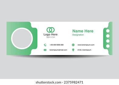 email signature template for company corporate style. Green color. Vector illustration